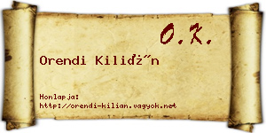 Orendi Kilián névjegykártya